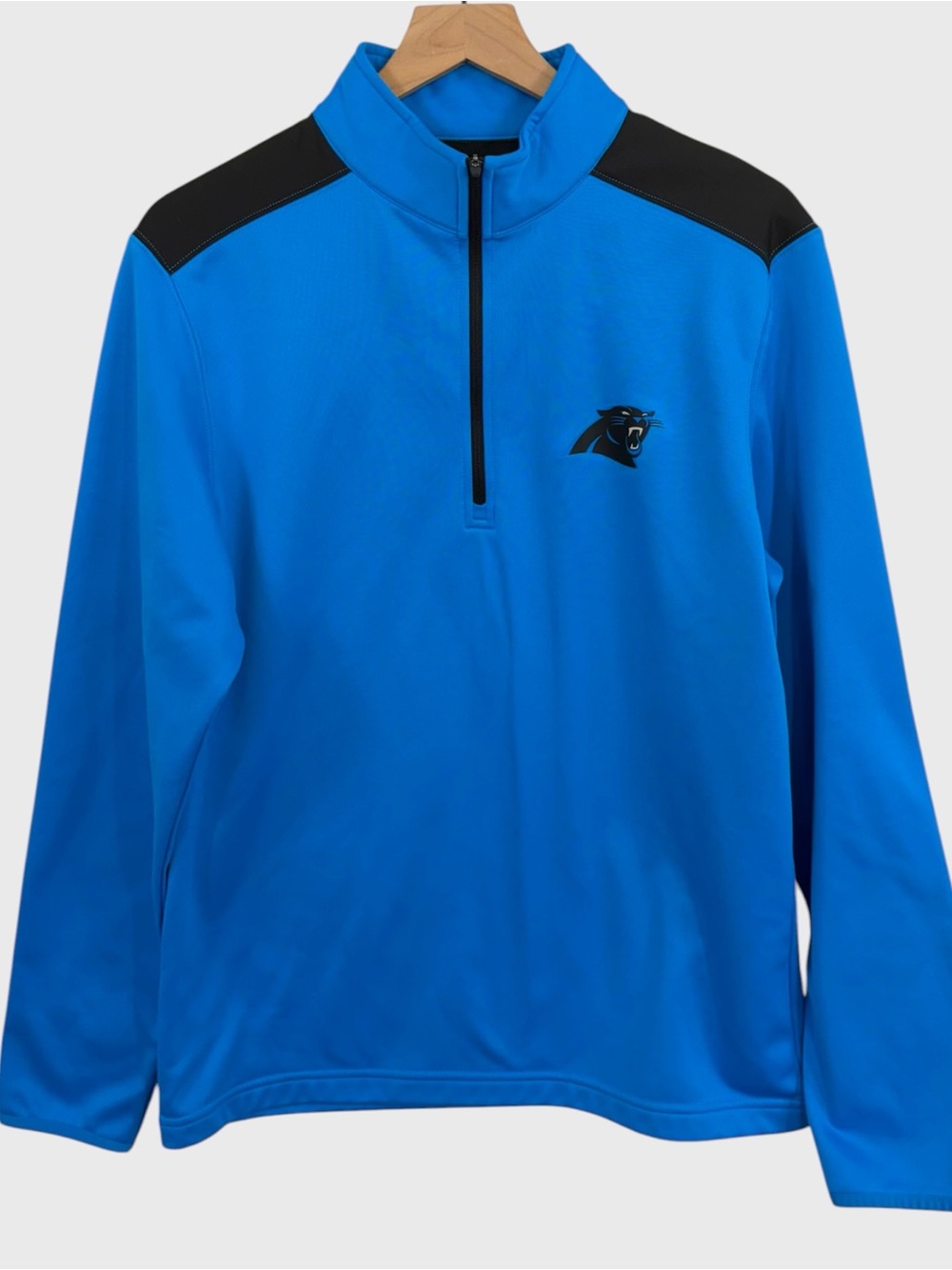 Carolina Panthers NEW NFL Team Apparel Blue Black 1/4 Zip Fleece Jacket